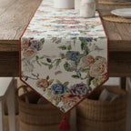 DaDa Bedding Vintage Romantic Roses Lovely Pink Floral Woven Tapestry Dining Table Runner (879) DaDalogy Bedding Collection