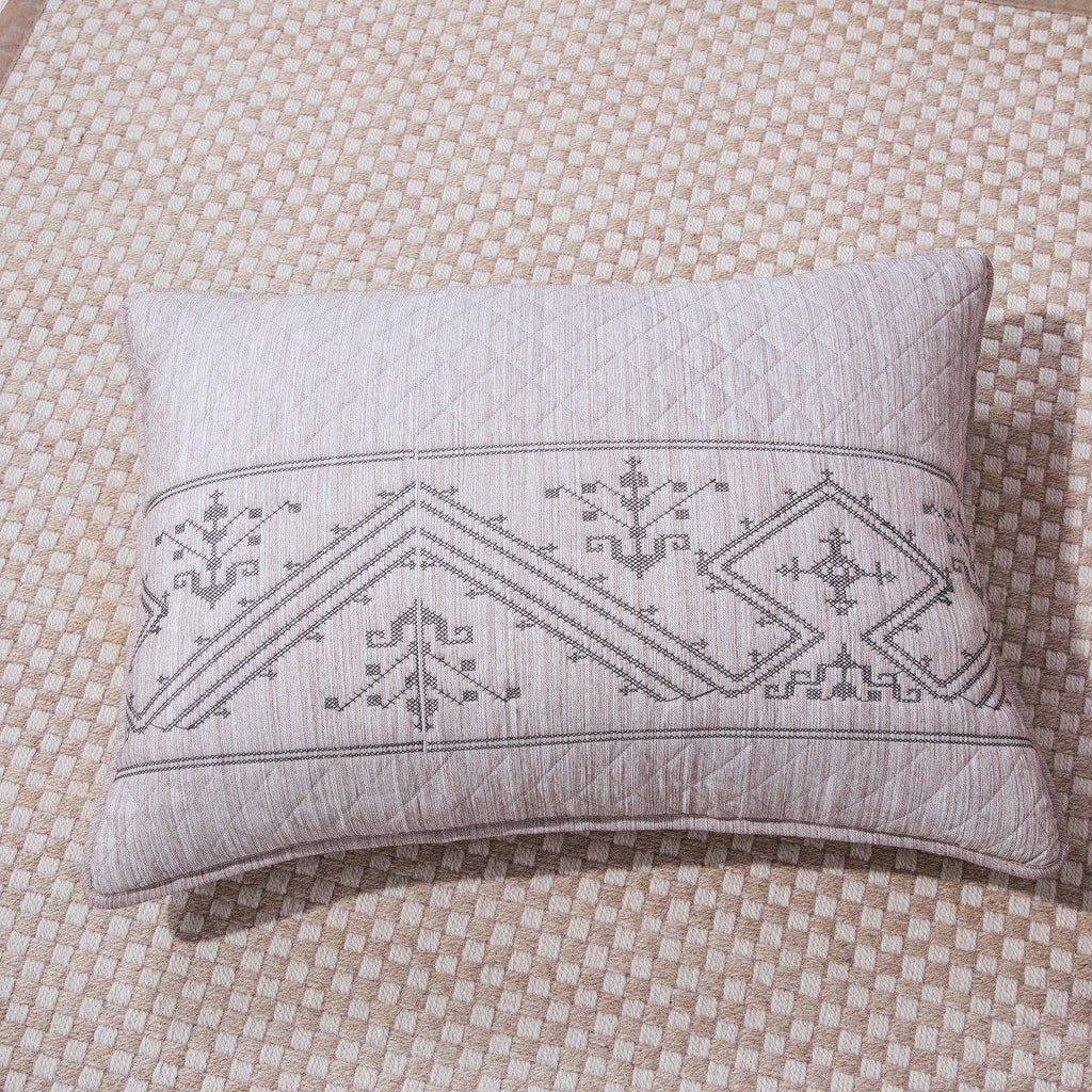 DaDa Bedding Whimsical Lavender Purple Grey Yarn Dyed Quilted King Pillow Sham, 20” x 36” (JHW866) DaDalogy Bedding Collection