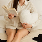 DaDa Bedding White Luxury Roses Romantic Plush Stuffed Heart Throw Pillow - 16” x 14”