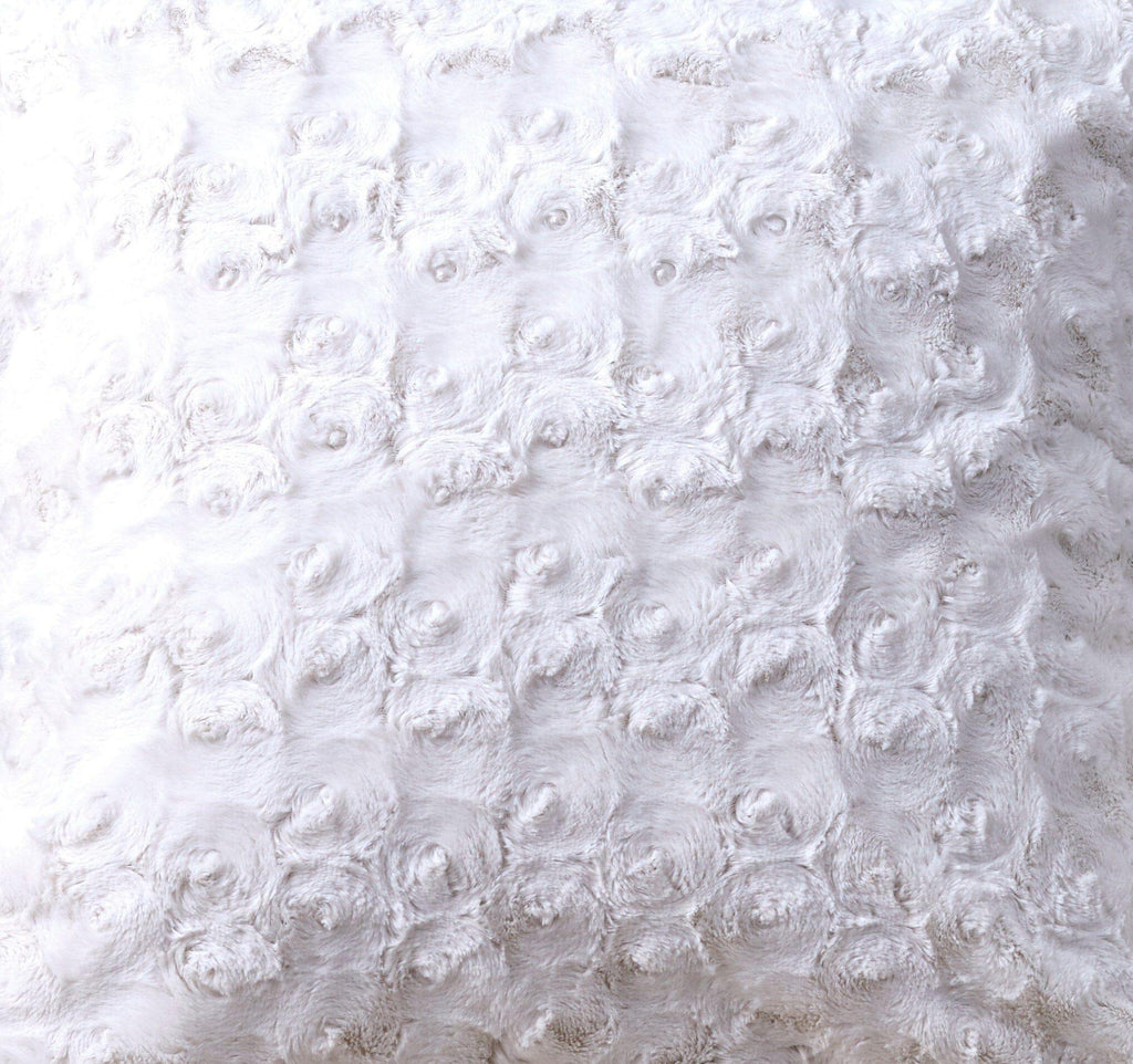 DaDa Bedding Luxury White Roses Swirls Faux Fur Euro Cushion Throw Pillow Cover (K11) DaDalogy Bedding Collection