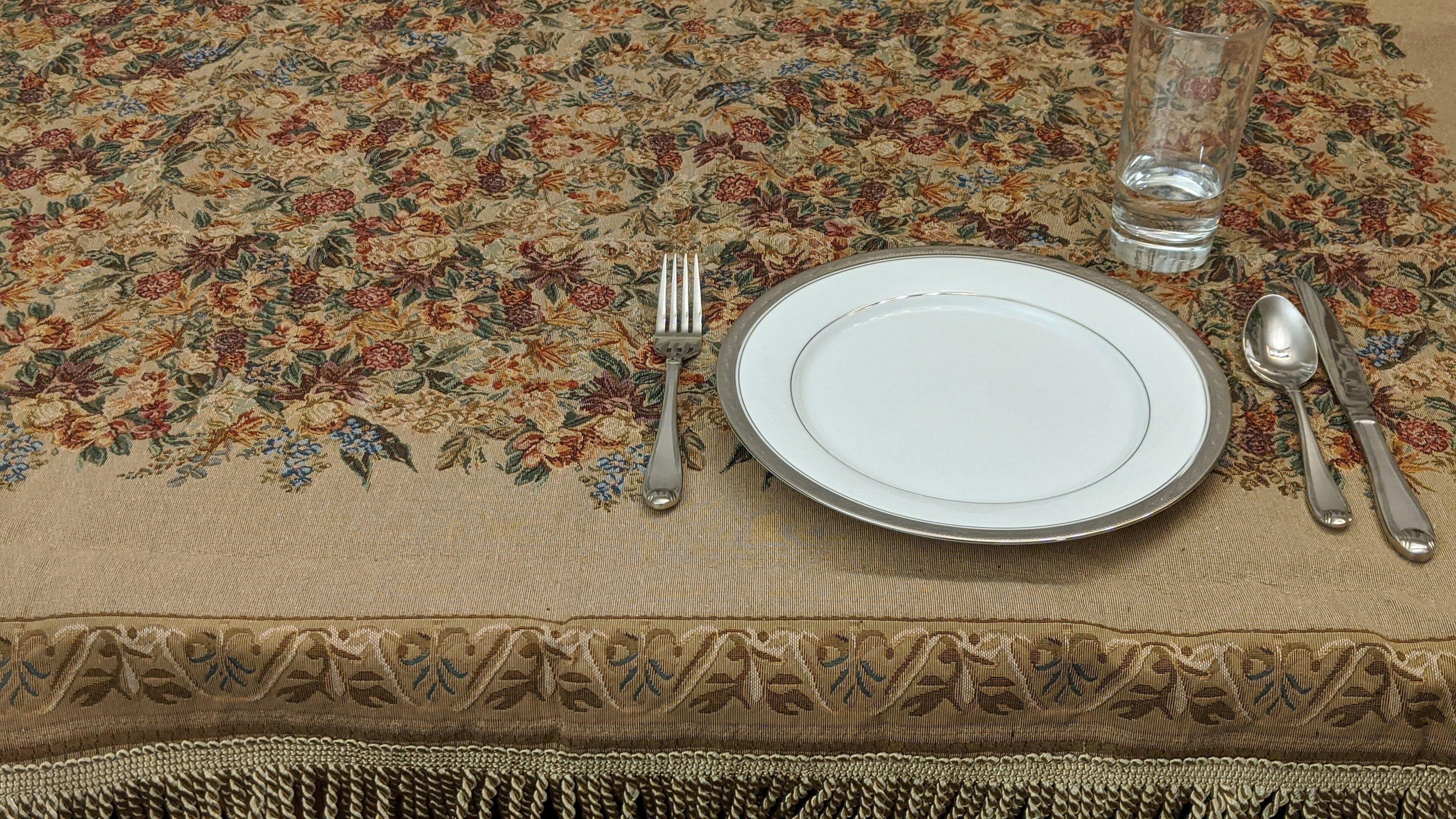 DaDa Bedding Wildflower Wonderland Floral Golden Beige Tan Square Dining Table Cloth (3100) DaDalogy Bedding Collection