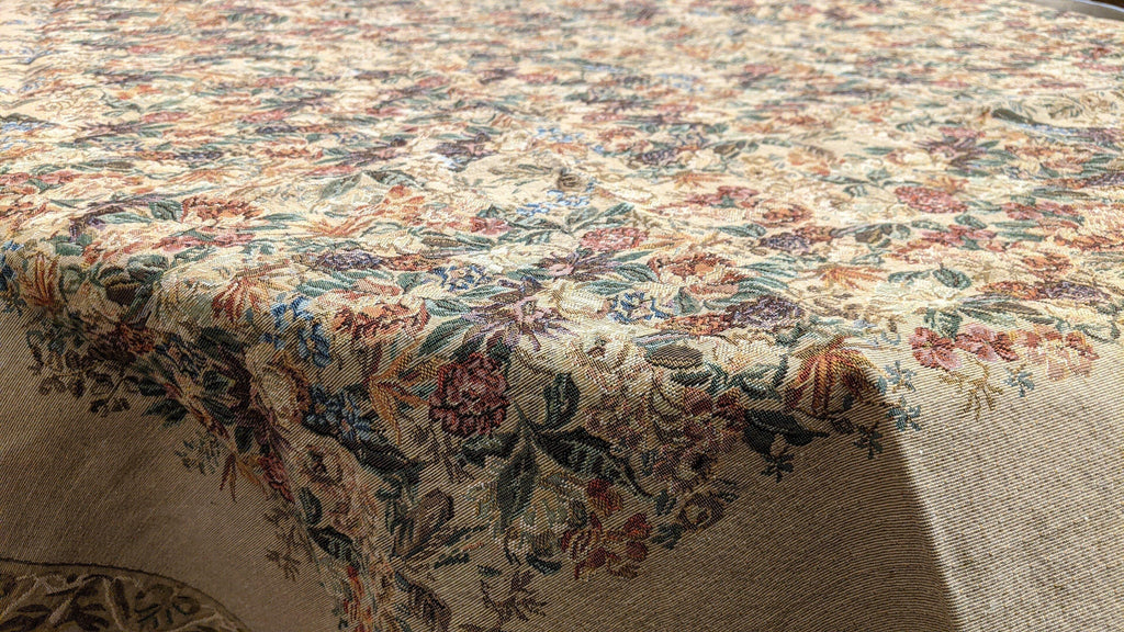 DaDa Bedding Wildflower Wonderland Floral Golden Beige Tan Square Dining Table Cloth (3100) DaDalogy Bedding Collection
