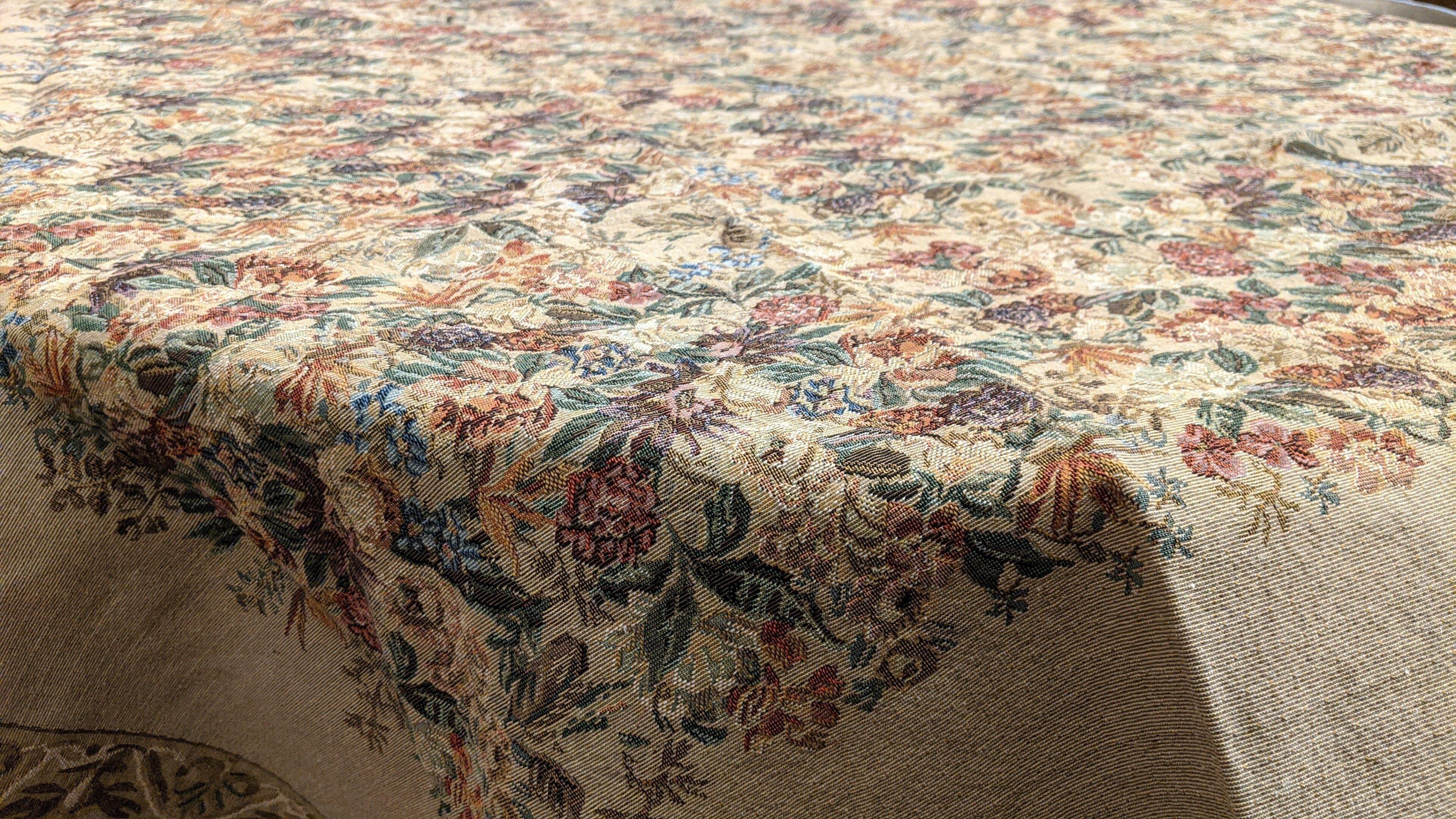 DaDa Bedding Wildflower Wonderland Floral Golden Beige Tan Square Dining Table Cloth (3100) DaDalogy Bedding Collection