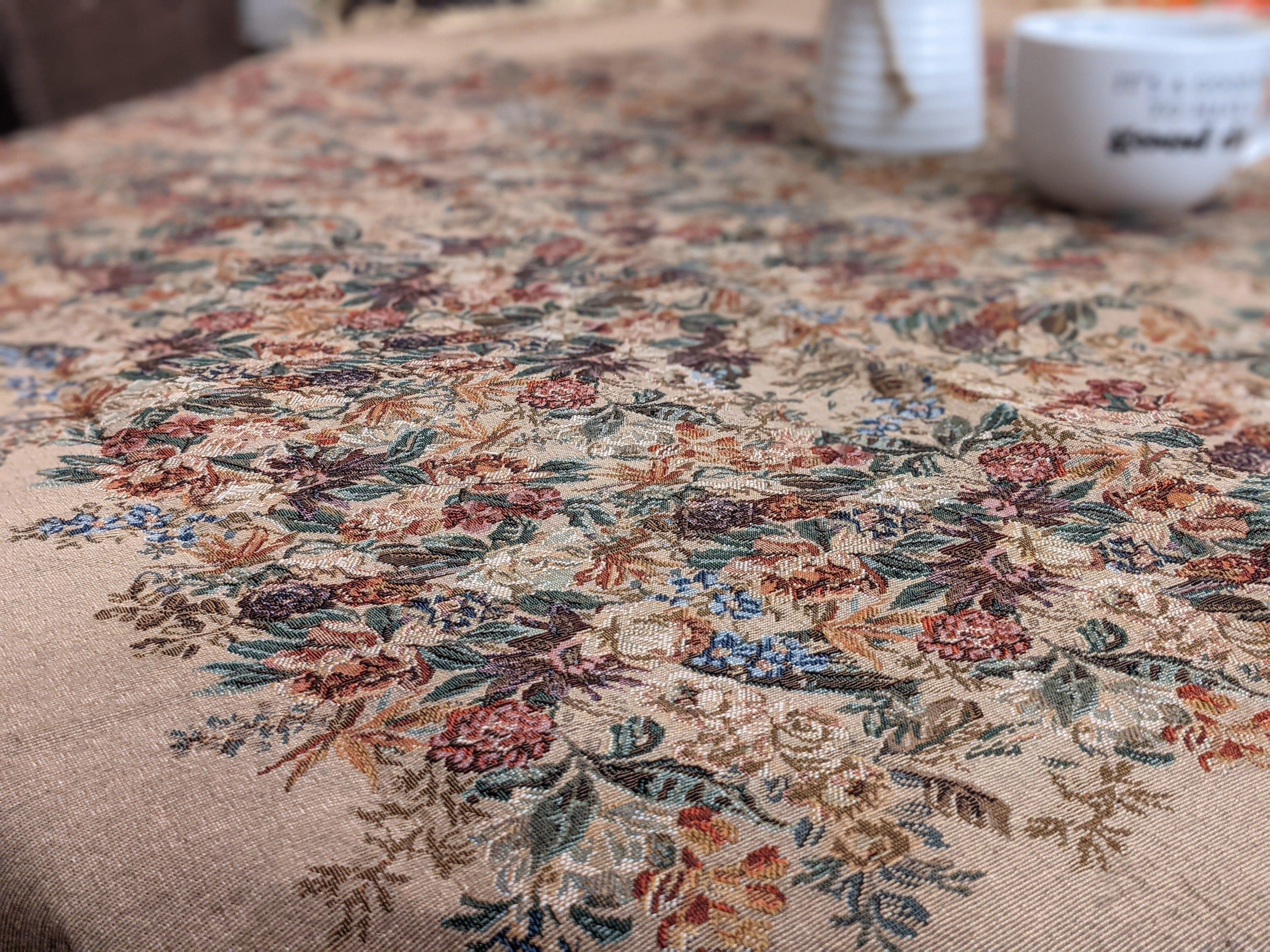 DaDa Bedding Wildflower Wonderland Floral Golden Beige Tan Square Dining Table Cloth (3100) DaDalogy Bedding Collection