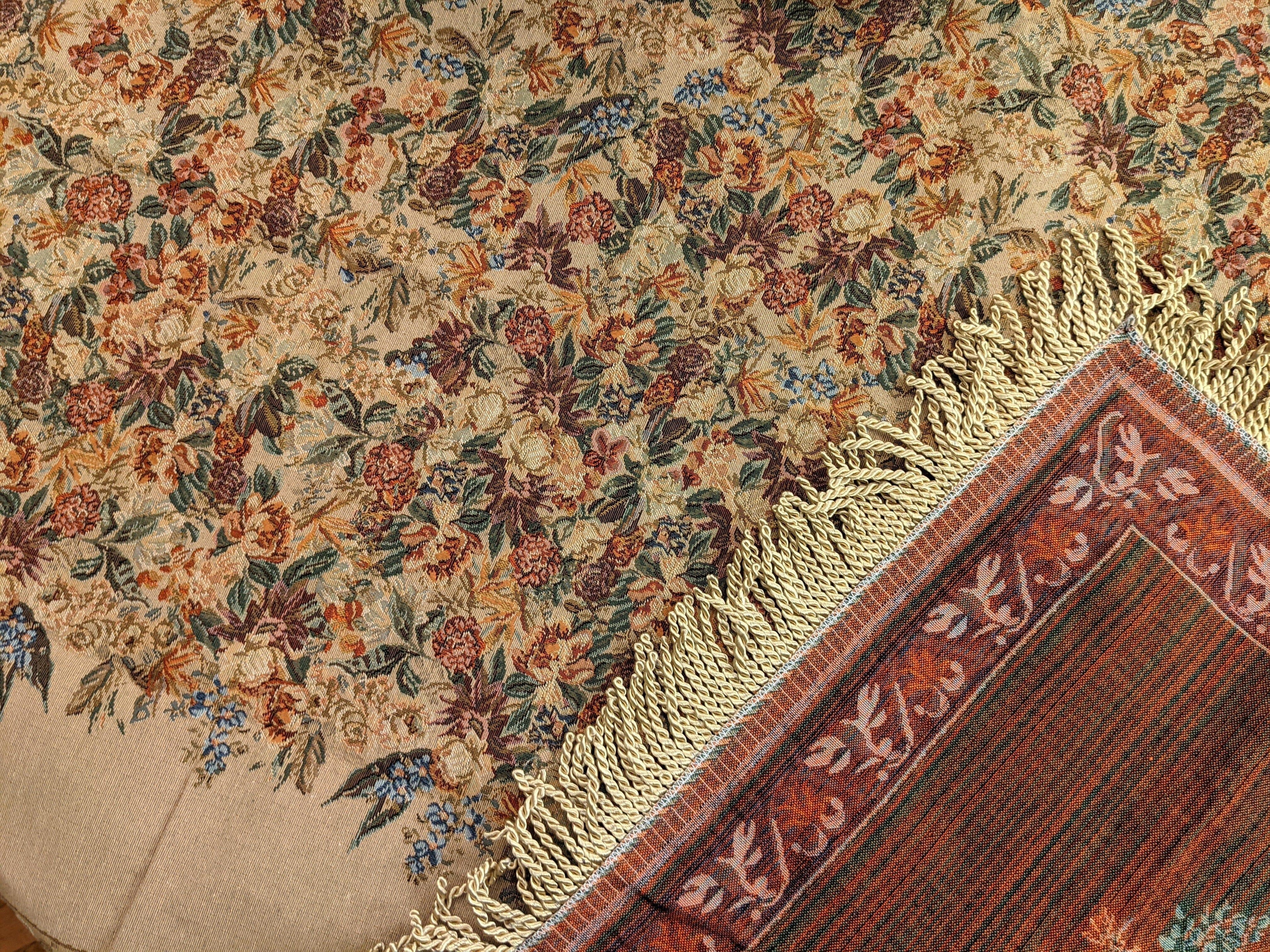 DaDa Bedding Wildflower Wonderland Floral Golden Beige Tan Square Dining Table Cloth (3100) DaDalogy Bedding Collection