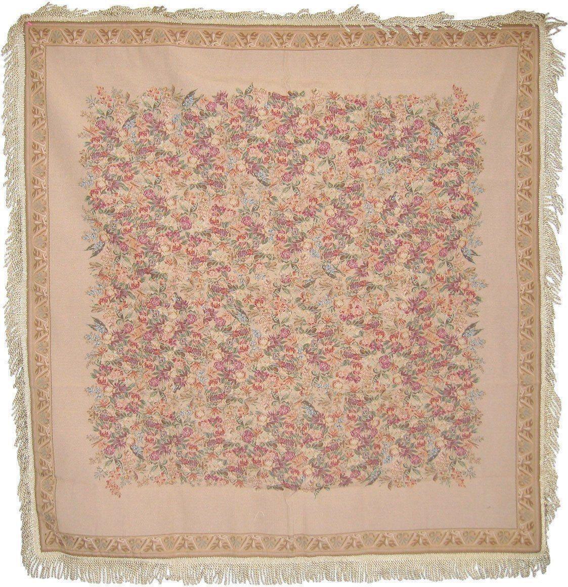 DaDa Bedding Wildflower Wonderland Floral Golden Beige Tan Square Dining Table Cloth (3100) DaDalogy Bedding Collection
