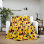 DaDa Bedding Yellow Farmhouse Rustic Spring Floral Hummingbirds Soft Fleece Throw Blanket (925) DaDalogy Bedding Collection