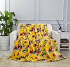 DaDa Bedding Yellow Farmhouse Rustic Spring Floral Hummingbirds Soft Fleece Throw Blanket (925) DaDalogy Bedding Collection