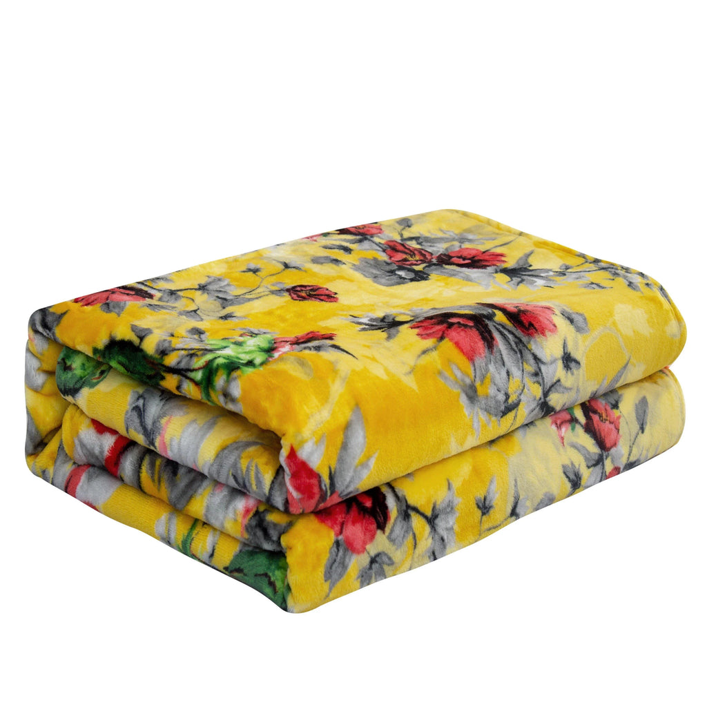 DaDa Bedding Yellow Farmhouse Rustic Spring Floral Hummingbirds Soft Fleece Throw Blanket (925) DaDalogy Bedding Collection