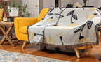 DaDa Bedding Yellow Fleur Botanical Sunshine Golden Floral Woven Tapestry Throw Blanket - 50” x 60” (18112) DaDalogy Bedding Collection