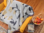 DaDa Bedding Yellow Fleur Botanical Sunshine Golden Floral Woven Tapestry Throw Blanket - 50” x 60” (18112) DaDalogy Bedding Collection