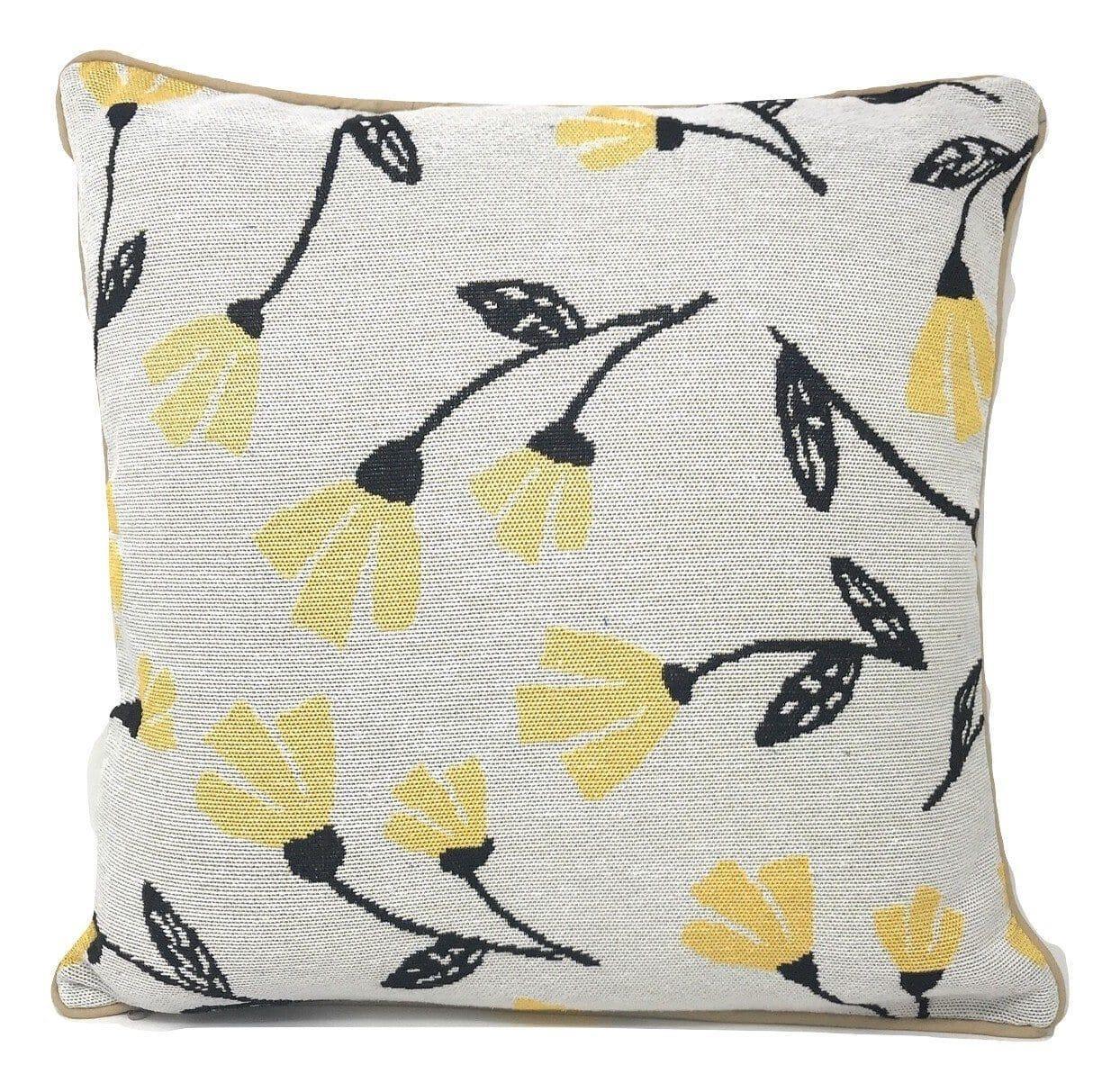 DaDa Bedding Yellow Fleur Floral Botanical Spring Tapestry Throw Pillow Cover, 16" x 16" (18112) DaDalogy Bedding Collection