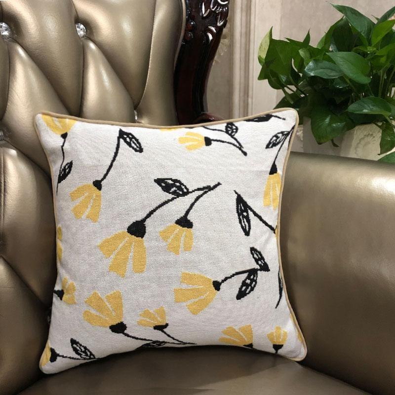 DaDa Bedding Yellow Fleur Floral Botanical Spring Tapestry Throw Pillow Cover, 16" x 16" (18112) DaDalogy Bedding Collection