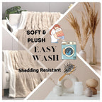 DaDalogy Bedding Champagne Ivory Faux Fur Throw Blanket - Dreamy Gold Geometric Embossed Sherpa Backside - Super Soft Warm Cozy Plush Fluffy DaDalogy Bedding Collection