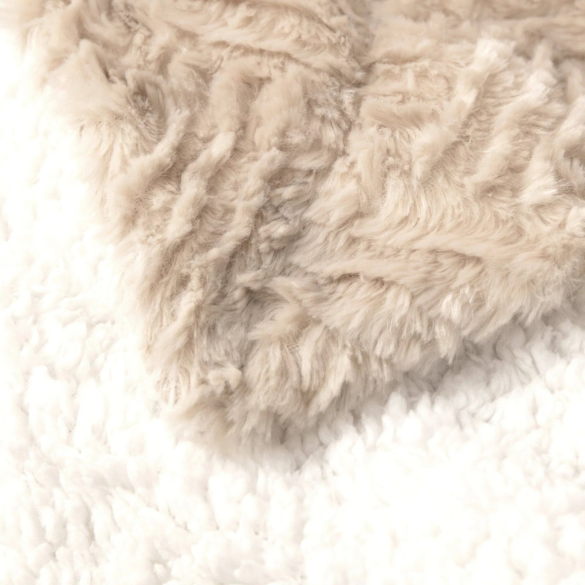 DaDalogy Bedding Champagne Ivory Faux Fur Throw Blanket - Dreamy Gold Geometric Embossed Sherpa Backside - Super Soft Warm Cozy Plush Fluffy DaDalogy Bedding Collection