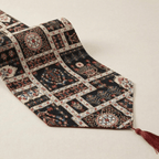 DaDalogy Bedding Elegant Woven Mughal Floral Tapestry Table Runner, Dark Noir Botanical Vintage Fleur (18197)
