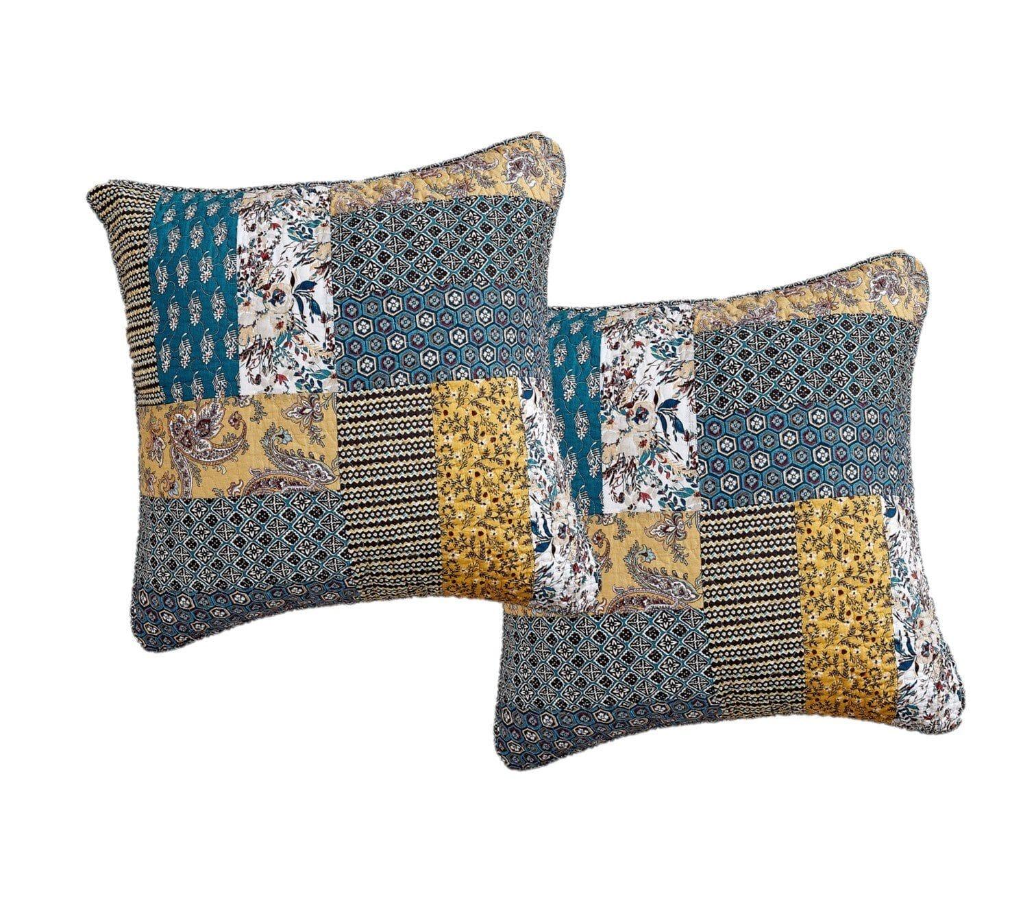 DaDalogy Bedding Set of 2 Honey Cove Floral Patchwork Throw Pillow Covers, 18" x 18" (JHW957) DaDalogy Bedding Collection