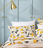 DaDalogy Bedding Yellow Fleur Floral Golden Orange Ivory Botanical Quilted Scalloped Pillow Sham (18112) DaDalogy Bedding Collection