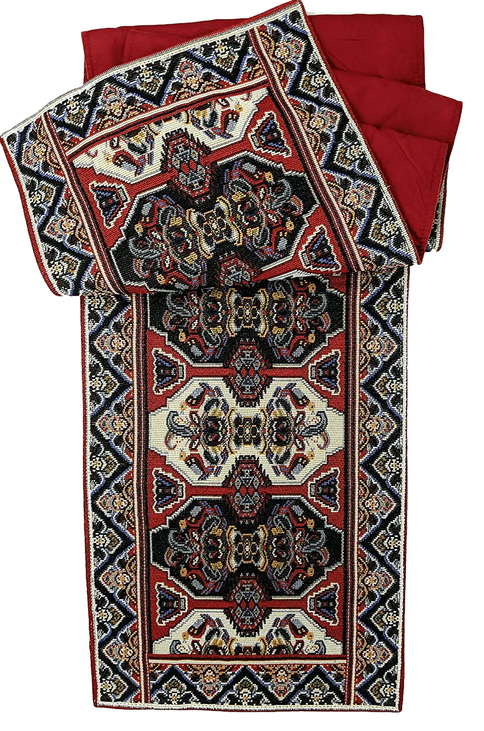 DaDalogy Elegant Majestic Kilim Red Persian Rug Ornate Floral Woven Tapestry Table Runner (18195)