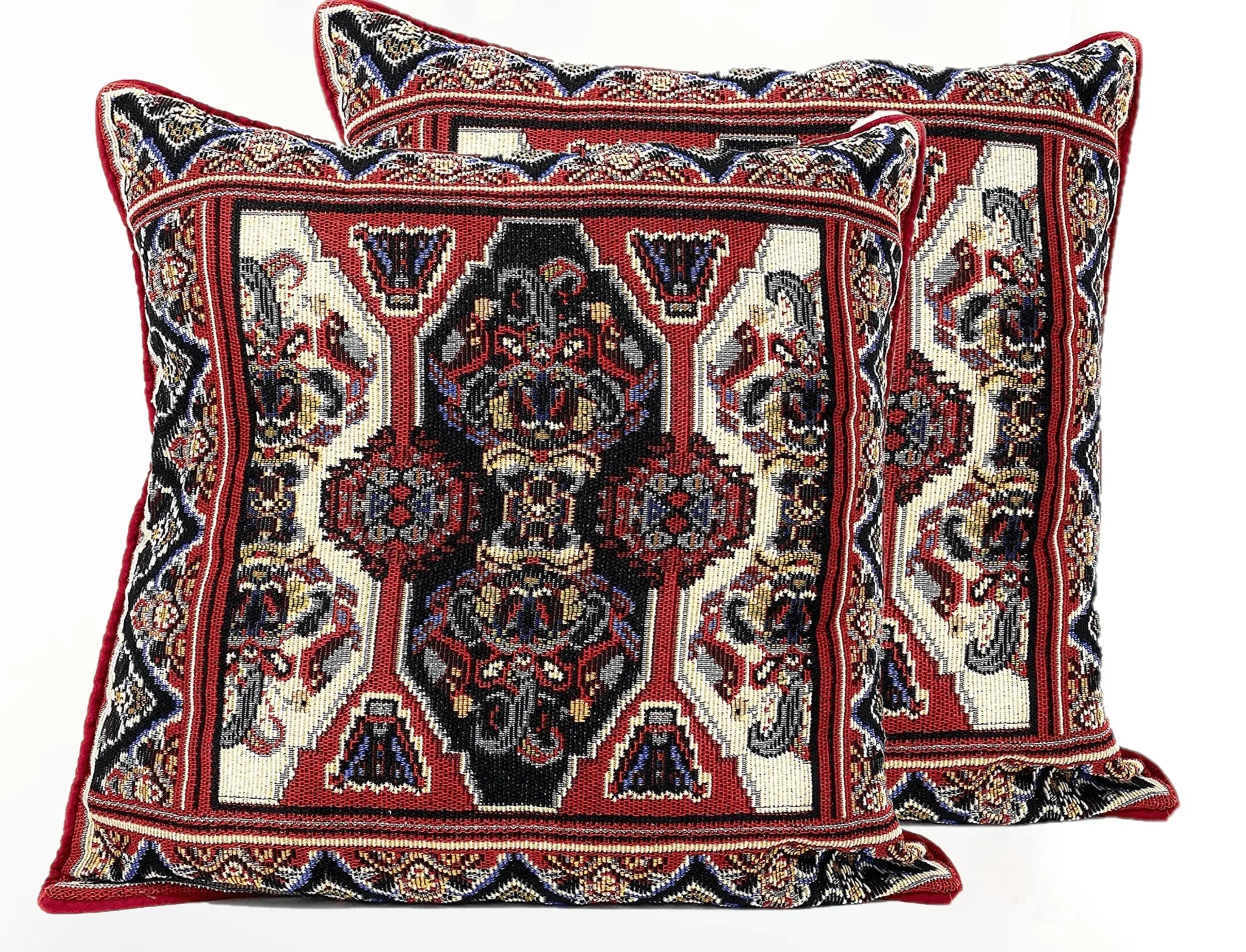 DaDalogy Elegant Majestic Kilim Red Rug Ornate Tapestry Throw Pillow Covers 16" x 16" (18195) DaDalogy Bedding Collection