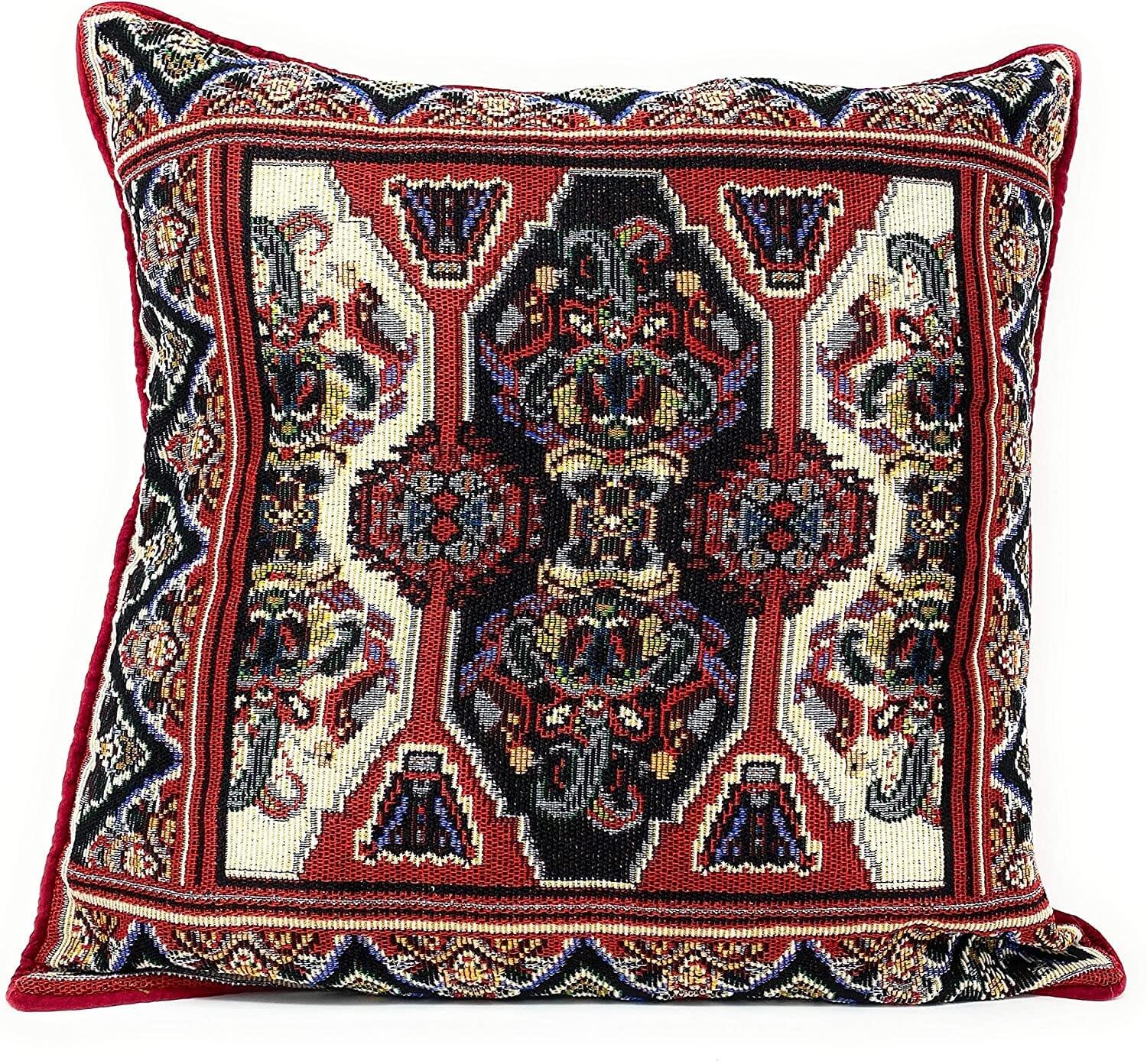 DaDalogy Elegant Majestic Kilim Red Rug Ornate Tapestry Throw Pillow Covers 16" x 16" (18195) DaDalogy Bedding Collection