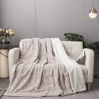 Dadalogy Bedding Lavender Grey Faux Fur Throw Blanket - Dreamy Geometric Embossed Sherpa Backside -... - House Of Avana