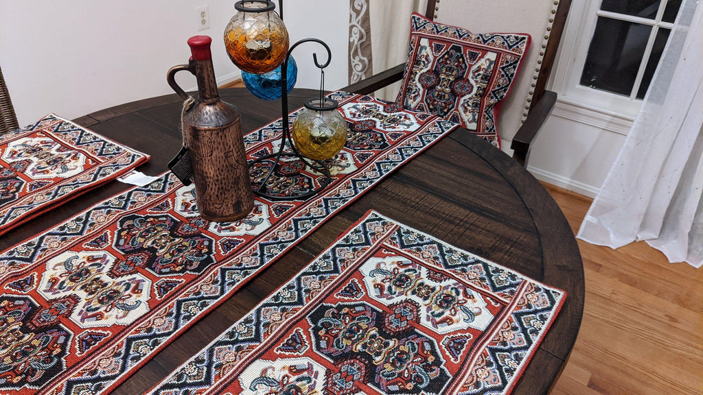 DaDalogy Set of 4-Pieces Majestic Kilim Red Persian Rug Woven Tapestry Placemats 13” x 19” (18195) DaDalogy Bedding Collection