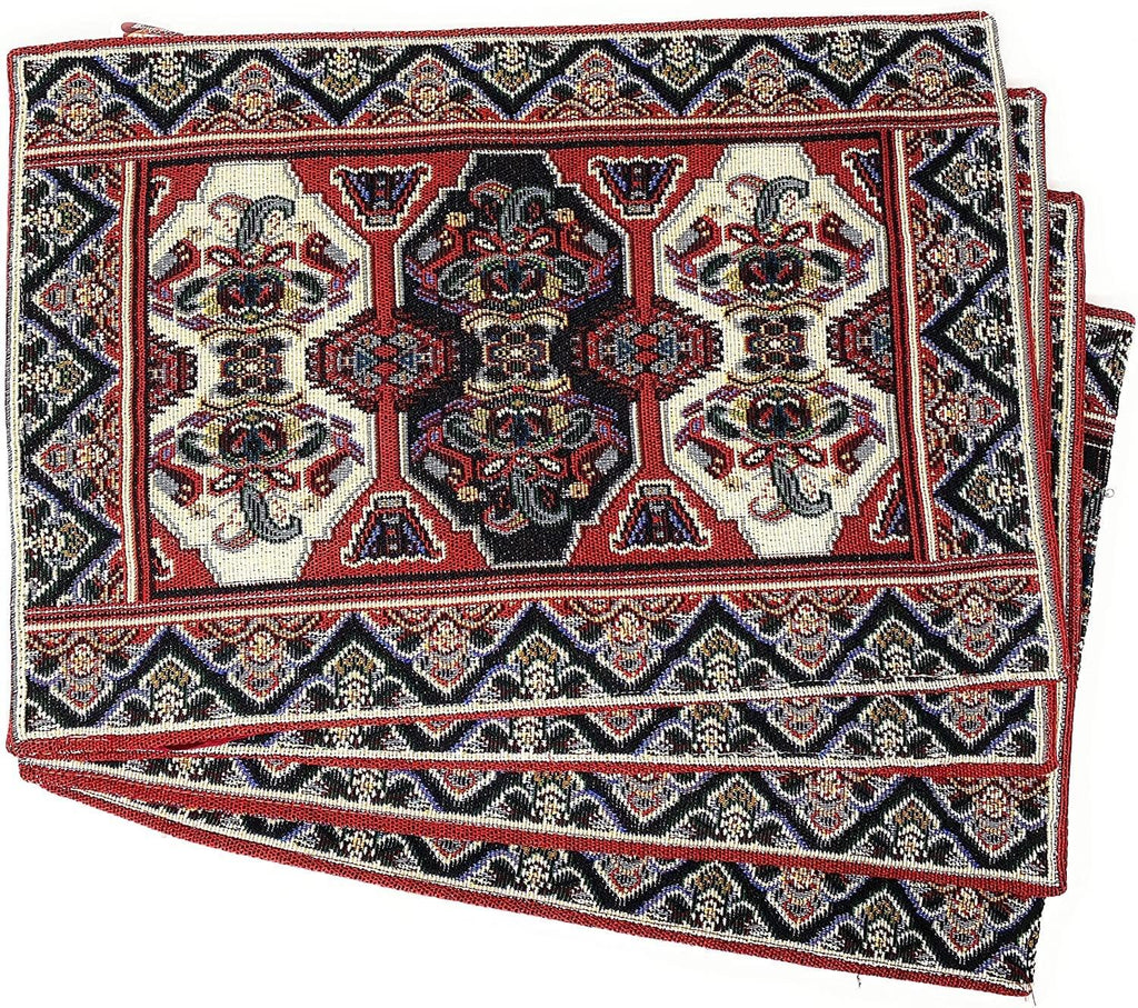 DaDalogy Set of 4-Pieces Majestic Kilim Red Persian Rug Woven Tapestry Placemats 13” x 19” (18195) DaDalogy Bedding Collection