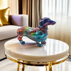 Colorful Swirl Dachshund Figurine, Resin Collectible Dog Sculpture, Versatile Room Decor, Ideal for Home... - House Of Avana