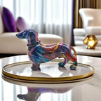 Colorful Swirl Dachshund Figurine, Resin Collectible Dog Sculpture, Versatile Room Decor, Ideal for Home... - House Of Avana