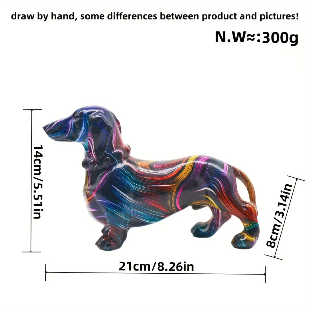 Colorful Swirl Dachshund Figurine, Resin Collectible Dog Sculpture, Versatile Room Decor, Ideal for Home... - House Of Avana