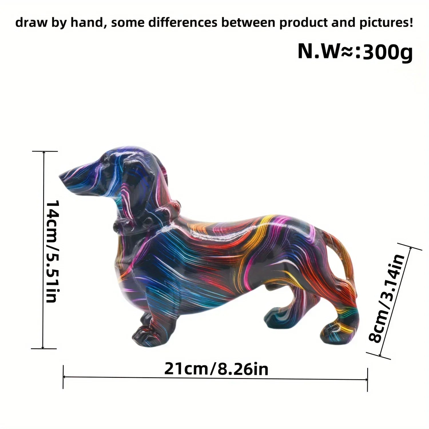 Colorful Swirl Dachshund Figurine, Resin Collectible Dog Sculpture, Versatile Room Decor, Ideal for Home... - House Of Avana