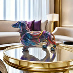 Colorful Swirl Dachshund Figurine, Resin Collectible Dog Sculpture, Versatile Room Decor, Ideal for Home... - House Of Avana