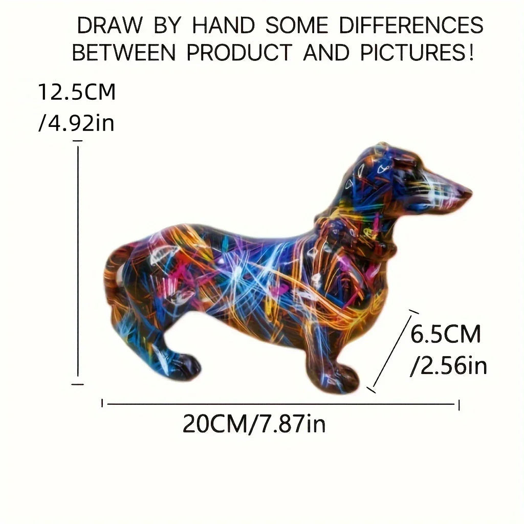 Modern Rainbow Resin Dachshund Dog Figurine, Alphabet Animal Sculpture for Shelf, Home, Living Room,... - House Of Avana [[SKU:HOA-SCU-168]]