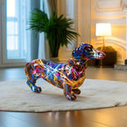 Modern Rainbow Resin Dachshund Dog Figurine, Alphabet Animal Sculpture for Shelf, Home, Living Room,... - House Of Avana [[SKU:HOA-SCU-168]]