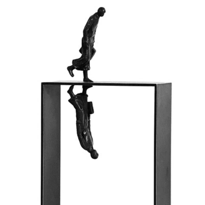 Black metallic dancer statue in elegant metal 12-inch design with reflective surface for art lovers and ballet enthusiasts