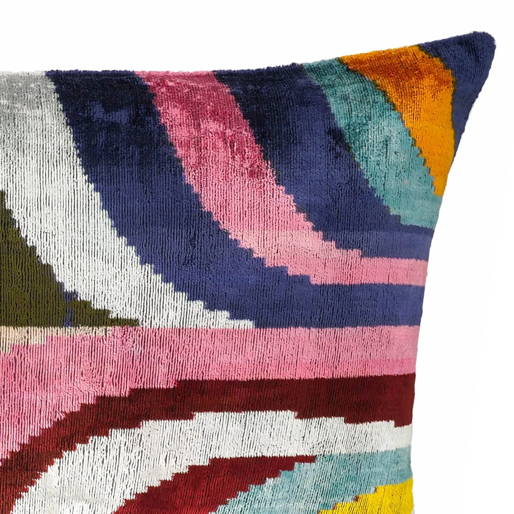 Dandy Silk Velvet Ikat Throw Pillow Cover X 24, detail shot - House Of Avana