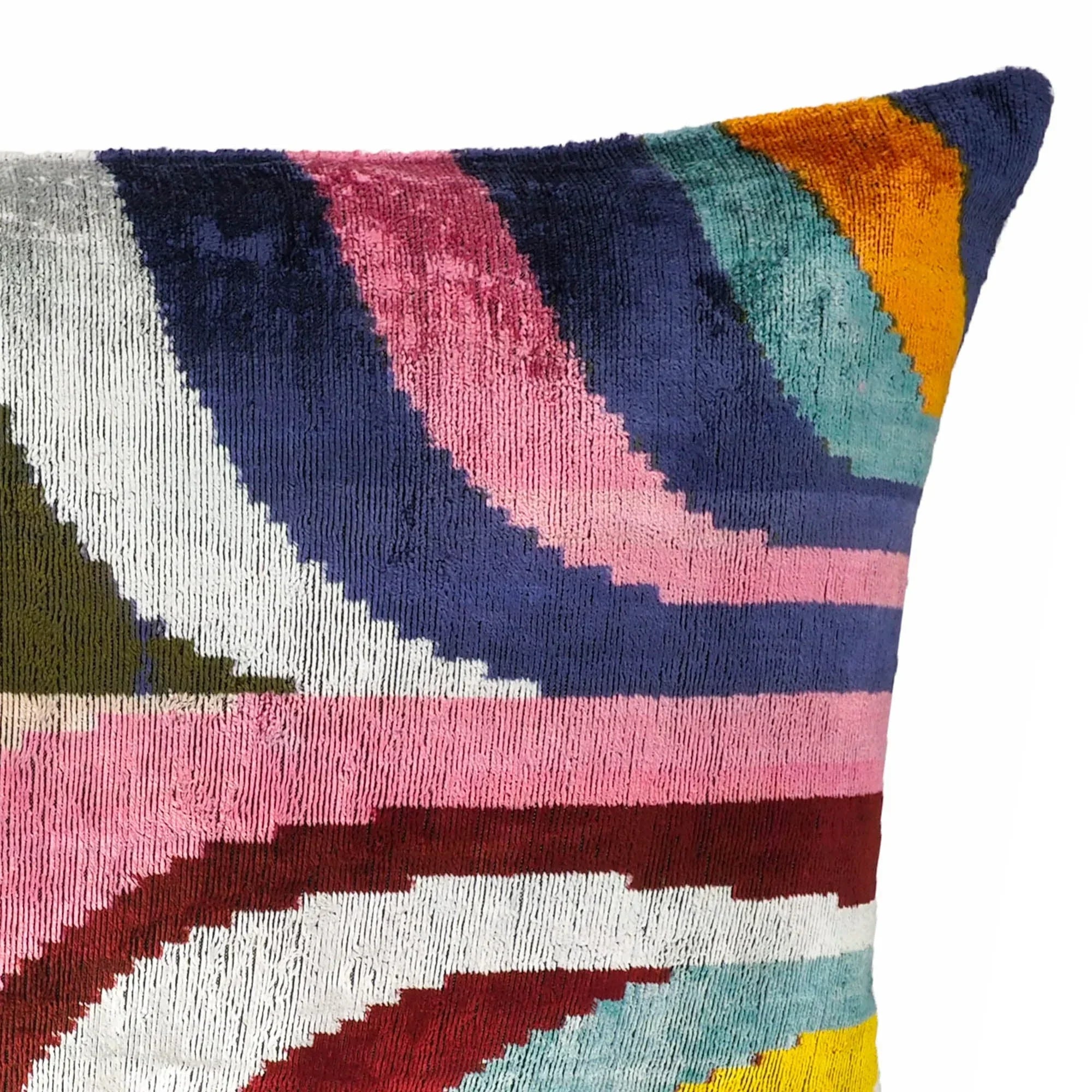 Dandy Silk Velvet Ikat Throw Pillow Cover X 24, detail shot - House Of Avana