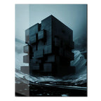 Dark Brutalist Architecture Glass Wall Art – Monolithic Structure UV Print-KAFCD025 Peony Atelier