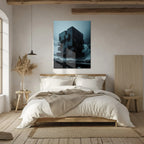 Dark Brutalist Architecture Glass Wall Art – Monolithic Structure UV Print-KAFCD025 Peony Atelier
