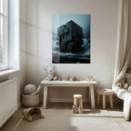 Dark Brutalist Architecture Glass Wall Art – Monolithic Structure UV Print-KAFCD025 Peony Atelier