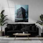 Dark Brutalist Architecture Glass Wall Art – Monolithic Structure UV Print-KAFCD025 Peony Atelier