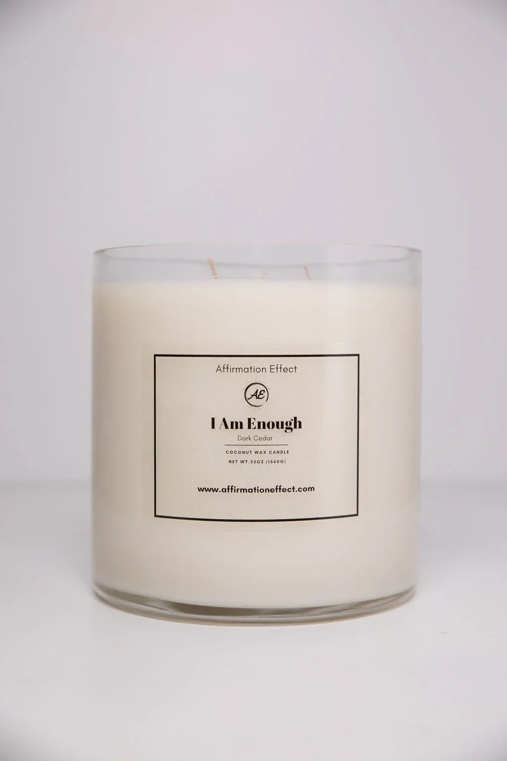 Dark Cedar " I Am Enough" Affirmation Candle - Oz, front view - House Of Avana
