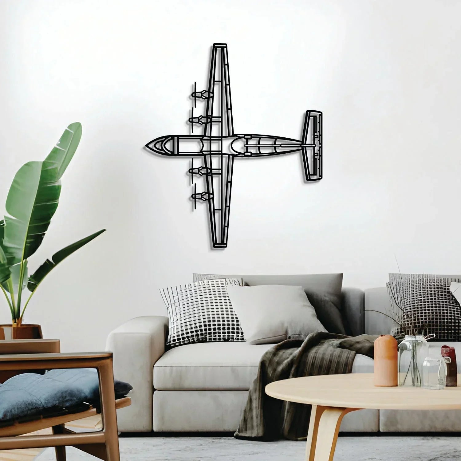 Dash Dhc-7 Top Metal Aircraft Wall Art - Ncp0545, back view - House Of Avana