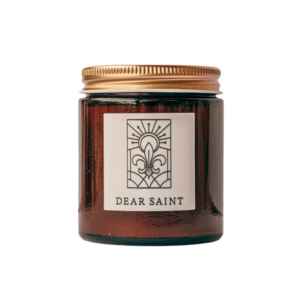 Dear Saint Fine Fragrance Candle, back view - House Of Avana