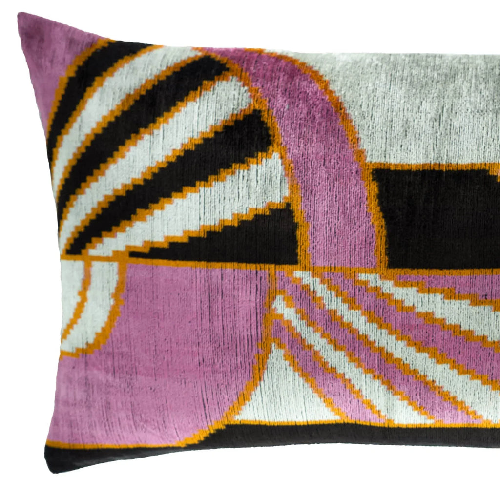 Deco Silk Velvet Ikat Throw Pillow Cover 16 X 24