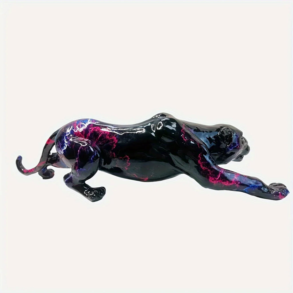 Decorative Cheetah Figurine with Lightning Pattern, back view - House Of Avana