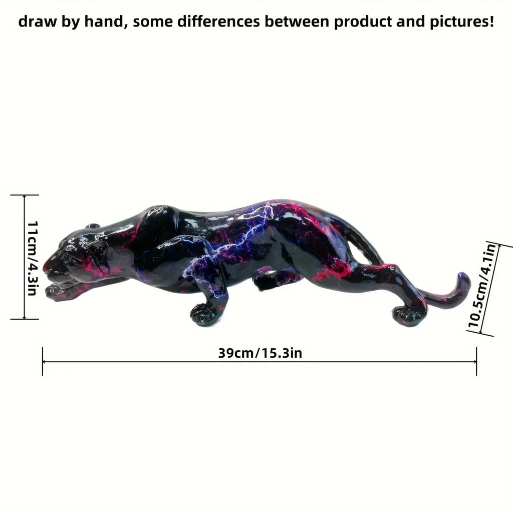 Decorative Cheetah Figurine with Lightning Pattern, side view - House Of Avana