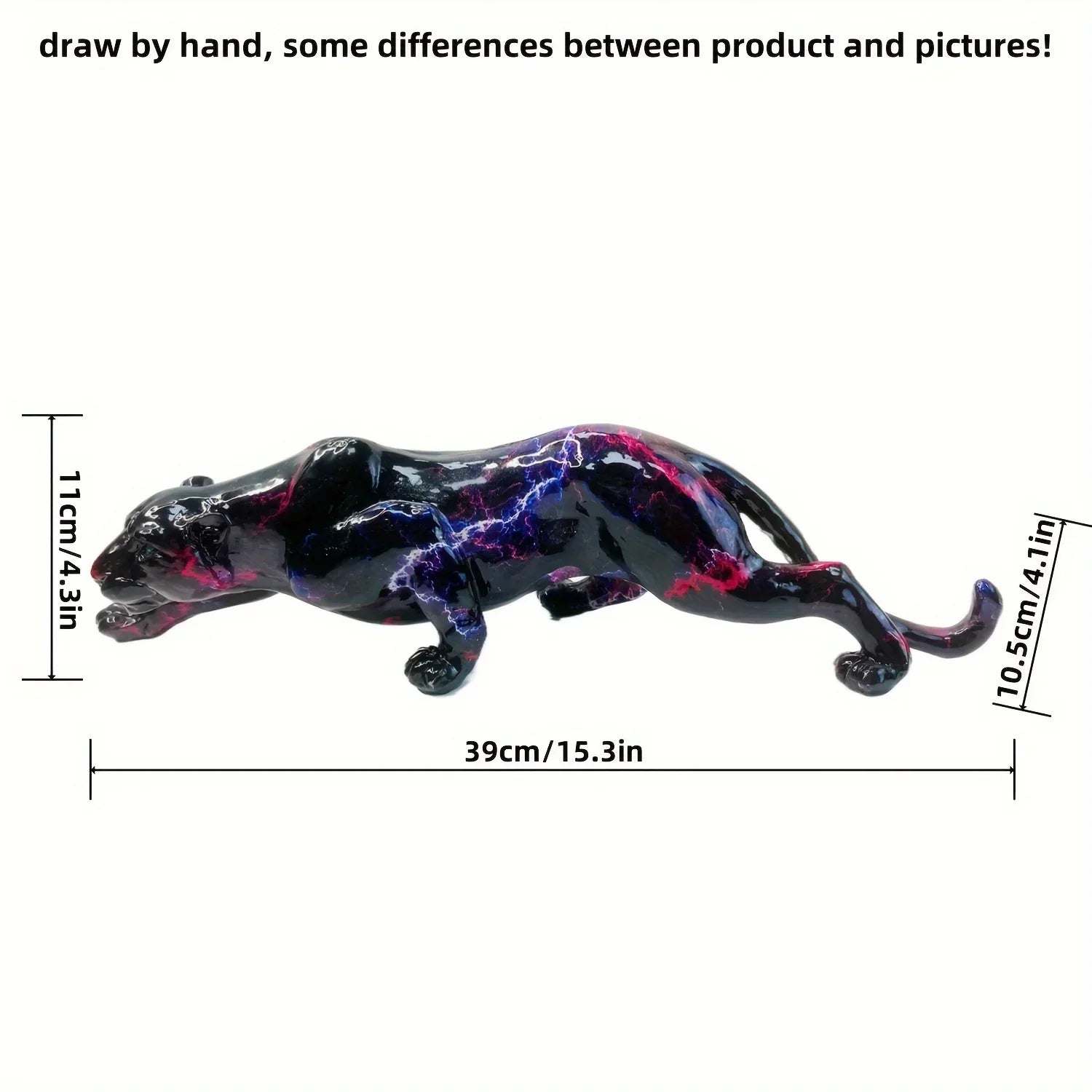 Decorative Cheetah Figurine with Lightning Pattern, side view - House Of Avana