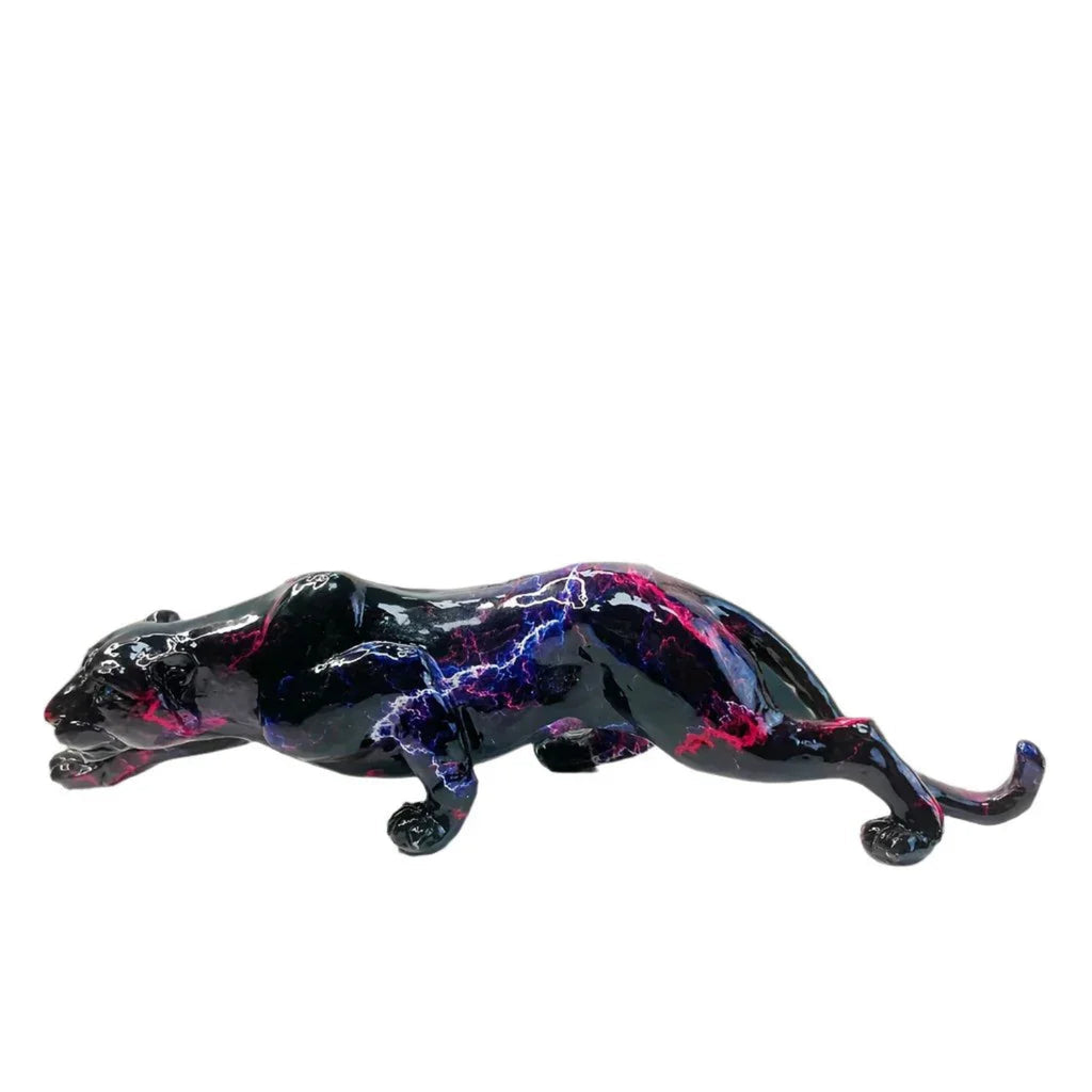 Decorative Cheetah Figurine with Lightning Pattern, detail shot - House Of Avana